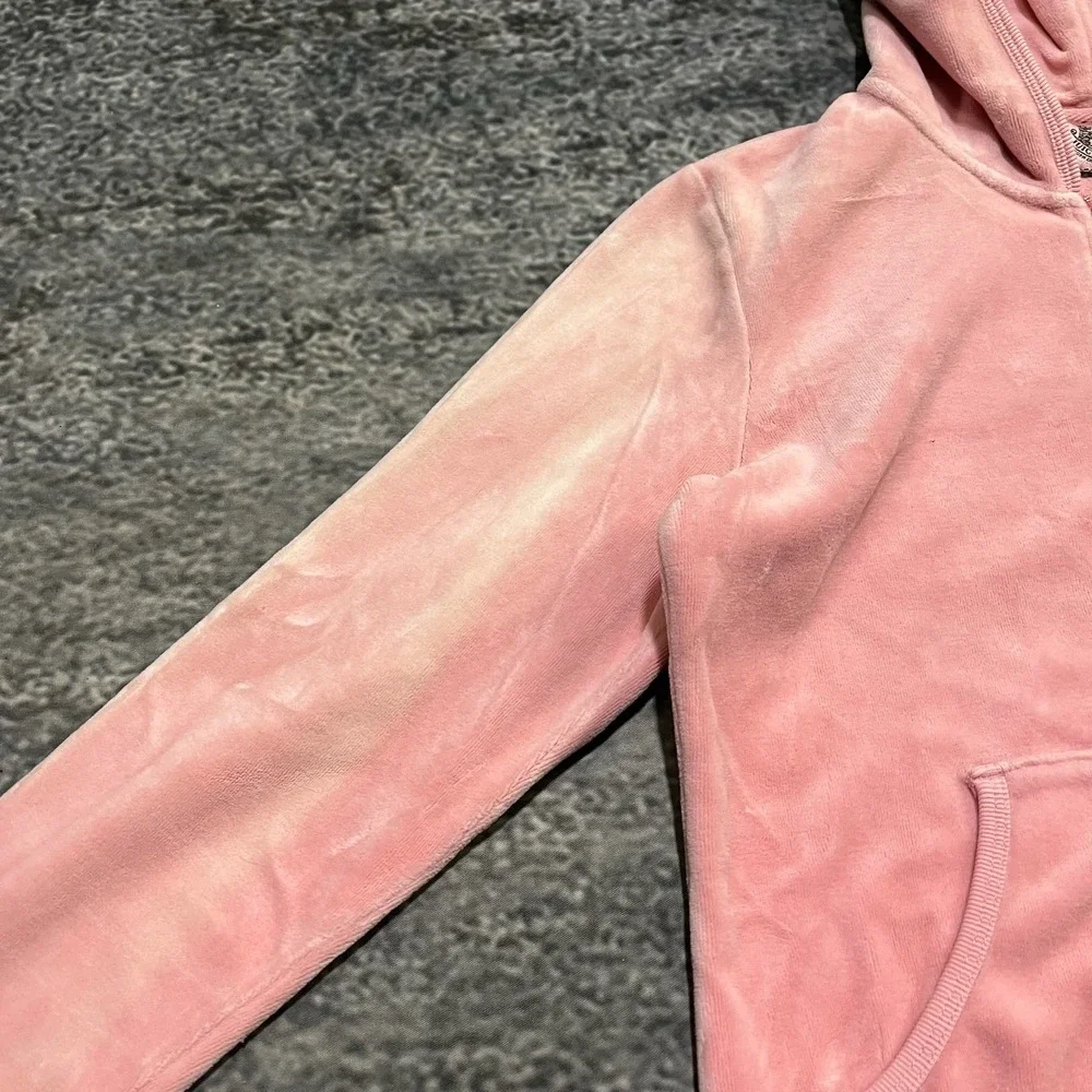 Juicy Couture Track Jacket Hooded Zip Up Size Large Pink Vintage Y2K 2000s - Picture 3 of 9